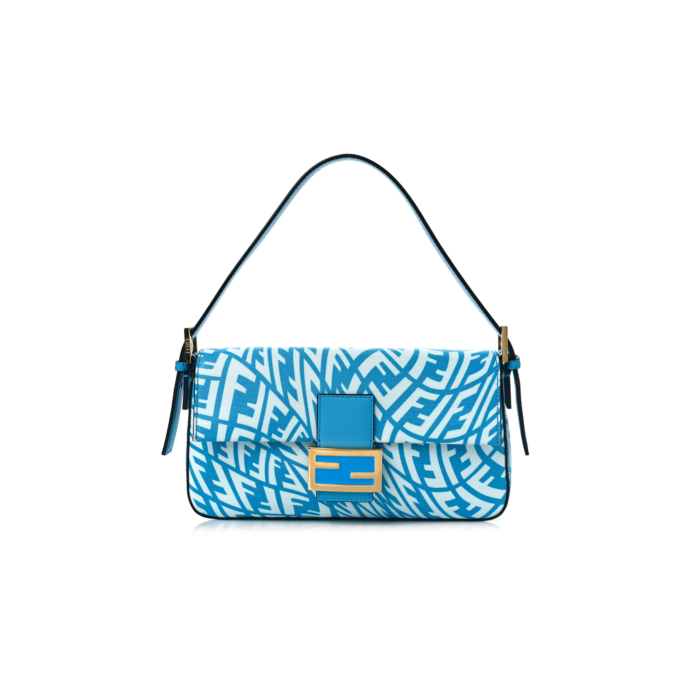 F**di baguette 1997 bag vertigo zucca coated canvas blue 8br792afl1f1e8l (28*13.5*6cm)